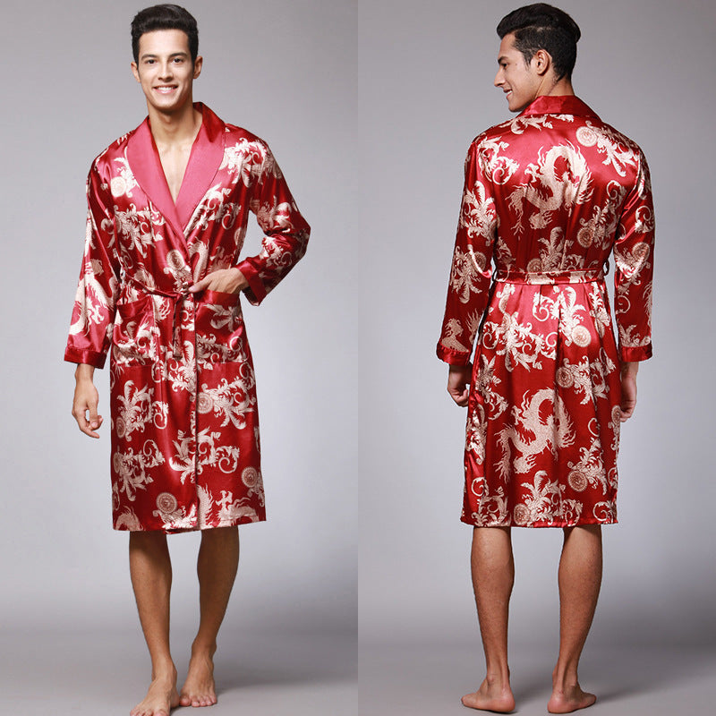 Jared | Mens Satin Robe Kimono Bathrobe Loungewear