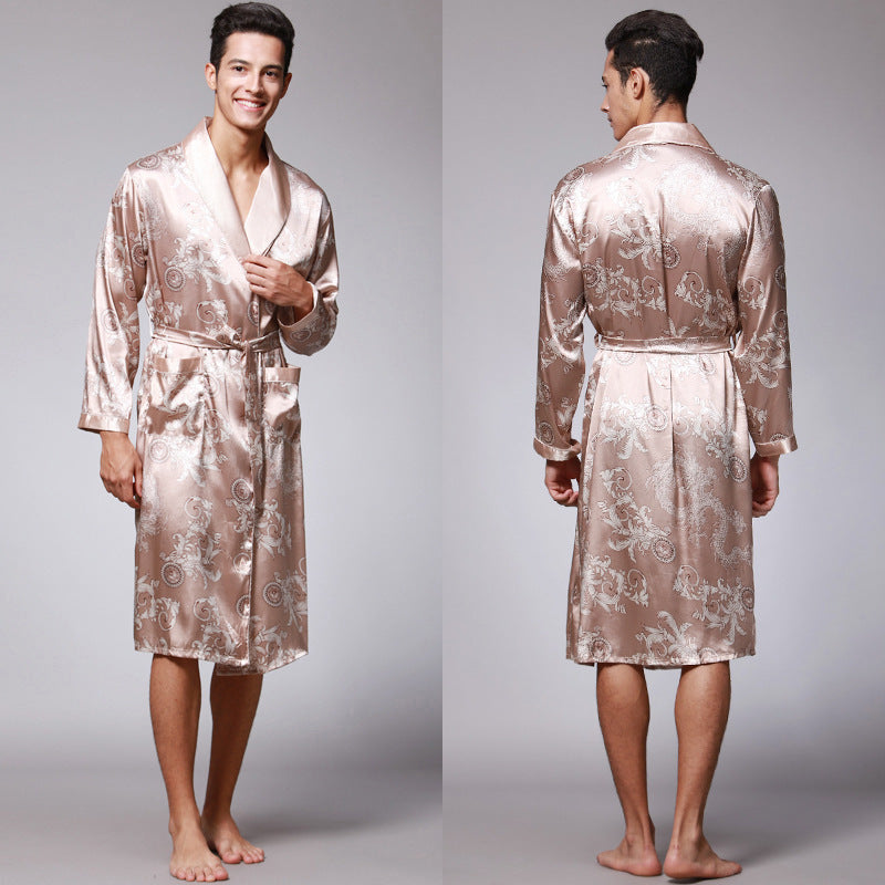 Jared | Mens Satin Robe Kimono Bathrobe Loungewear