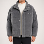Jarvis | Mens Corduroy Padded Winter Soft Shell Jacket, Grey