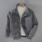 Jarvis | Mens Corduroy Padded Winter Soft Shell Jacket - Grey