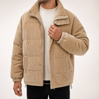 Jarvis | Mens Corduroy Padded Winter Soft Shell Jacket, Khaki