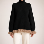 Jarvis | Womens Jumper Knitted High Neck Ruffle Warm Winter Sweater, Design 2