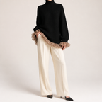 Jarvis | Womens Jumper Knitted High Neck Ruffle Warm Winter Sweater, Design 2