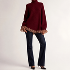 Jarvis | Womens Jumper Knitted High Neck Ruffle Warm Winter Sweater, Design 3