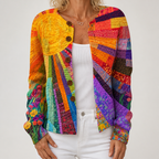 Jasmine | Womens 3D Textured Knit Cardigan Button Front Sweater Coat, Multi