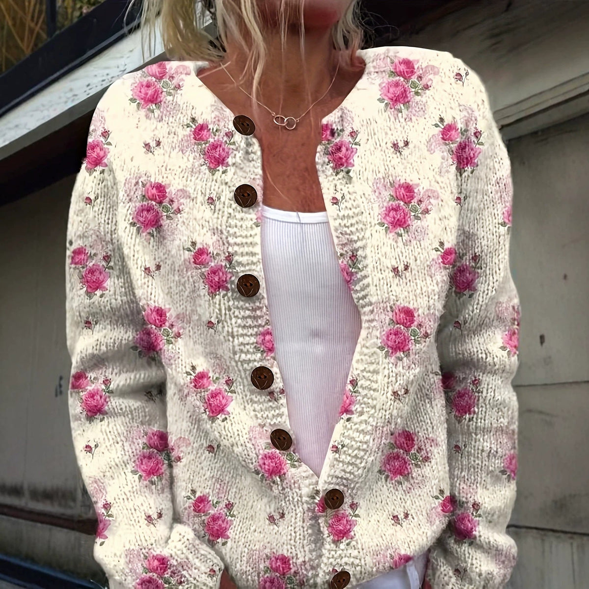 Jasmine | Womens 3D Textured Knit Cardigan Button Front Sweater Coat