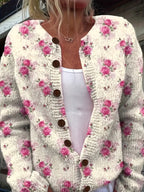 Jasmine | Womens 3D Textured Knit Cardigan Button Front Sweater Coat