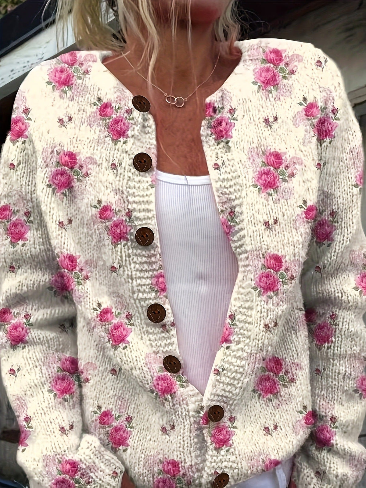 Jasmine | Womens 3D Textured Knit Cardigan Button Front Sweater Coat