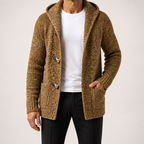 Jason | Mens Long Cardigan Sweater Hooded Toggle Knit Warm Coat, Khaki