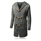 Jason | Mens Long Cardigan Sweater Hooded Toggle Knit Warm Coat