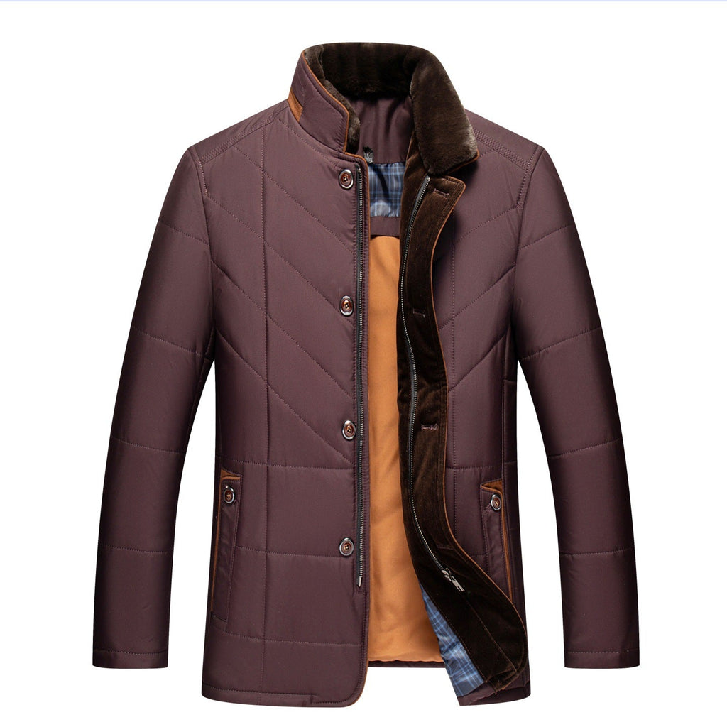 Jay | Mens Fleece Lined Removable Collar Warm Winter Jacket, Wine Red