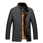 Jay | Mens Fleece Lined Removable Collar Warm Winter Jacket, Dark Green