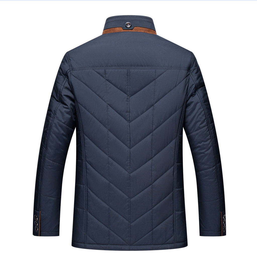 Jay | Mens Fleece Lined Removable Collar Warm Winter Jacket, Navy Blue