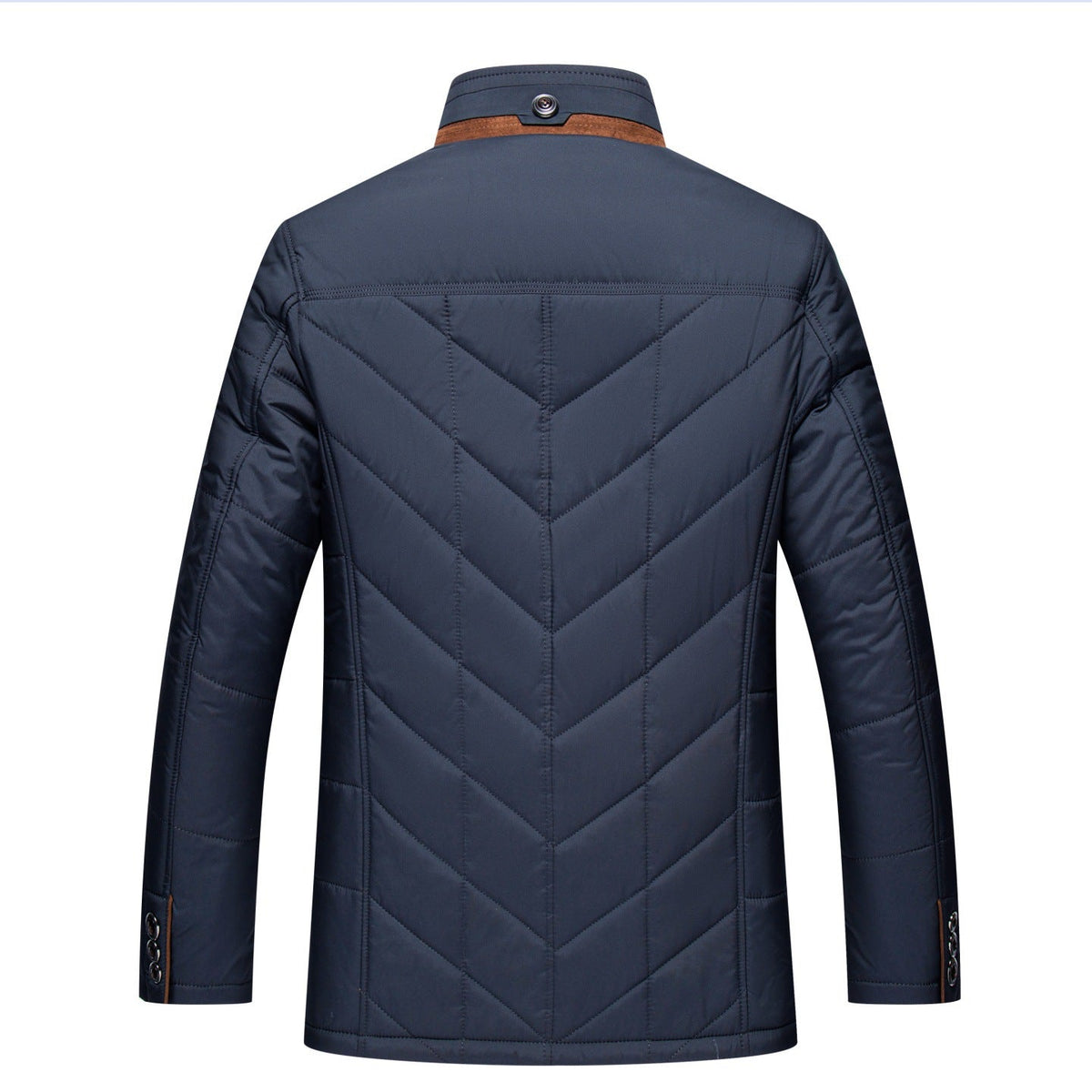 Jay | Mens Fleece Lined Removable Collar Warm Winter Jacket, Navy Blue