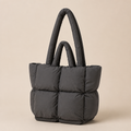 Jeanette | Womens Quilted Padded Tote Handbag Shoulder Bag, Grey