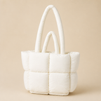 Jeanette | Womens Quilted Padded Tote Handbag Shoulder Bag, White