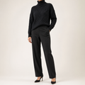 Jeanne | Womens Turtleneck Sweater Knit Roll Neck Pullover, Black