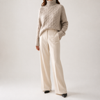 Jeanne | Womens Turtleneck Sweater Knit Roll Neck Pullover, Camel