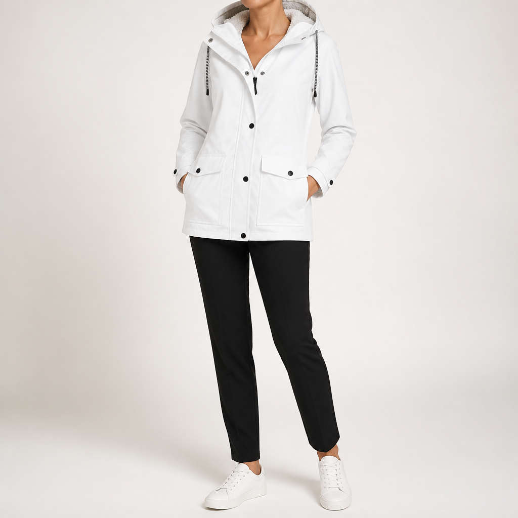 Jeannie | Womens Thick Fleece Hoodie Plus Size Longline Pullover Sweatshirt, White