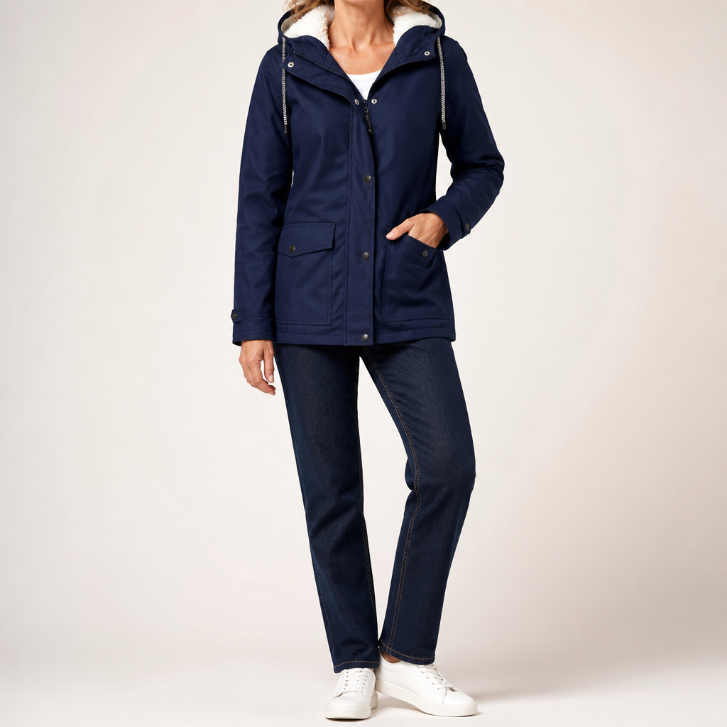 Jeannie | Womens Thick Fleece Hoodie Plus Size Longline Pullover Sweatshirt, Navy