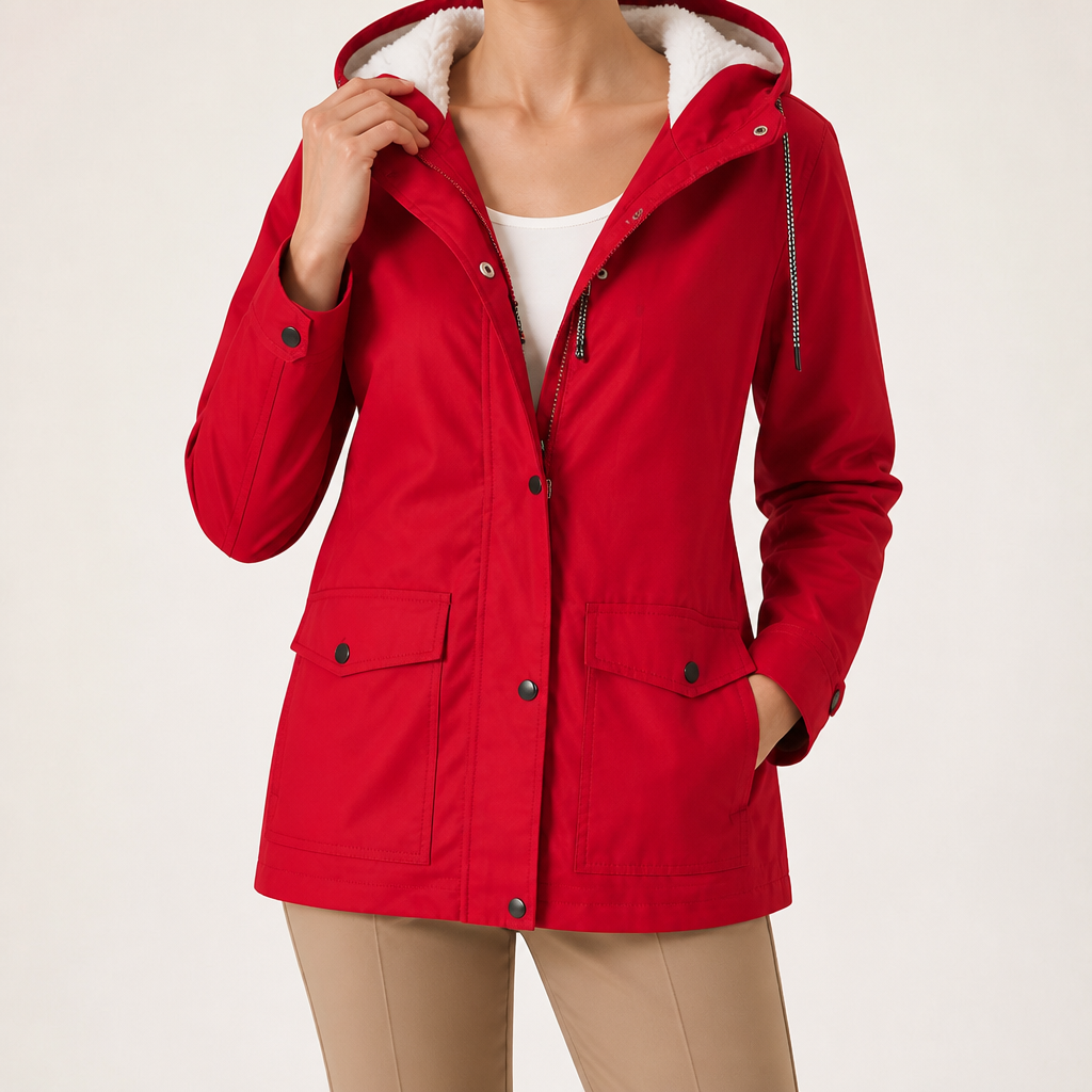 Jeannie | Womens Thick Fleece Hoodie Plus Size Longline Pullover Sweatshirt, Red
