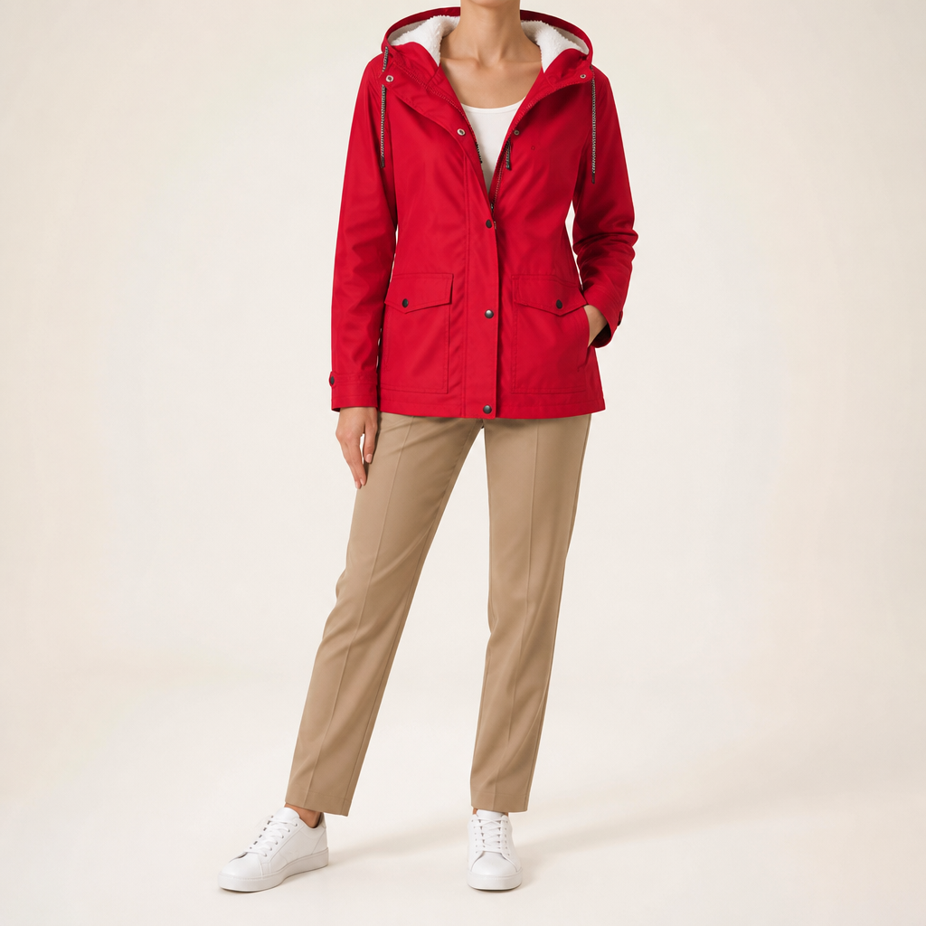 Jeannie | Womens Thick Fleece Hoodie Plus Size Longline Pullover Sweatshirt, Red