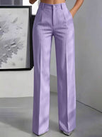 Jemma | Womens Work Wide Leg High Waisted Striped Pants