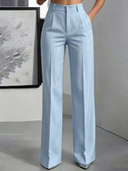 Jemma | Womens Work Wide Leg High Waisted Striped Pants