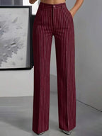 Jemma | Womens Work Wide Leg High Waisted Striped Pants