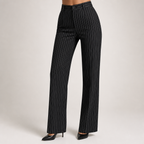 Jemma | Womens Work Wide Leg High Waisted Striped Pants, Black
