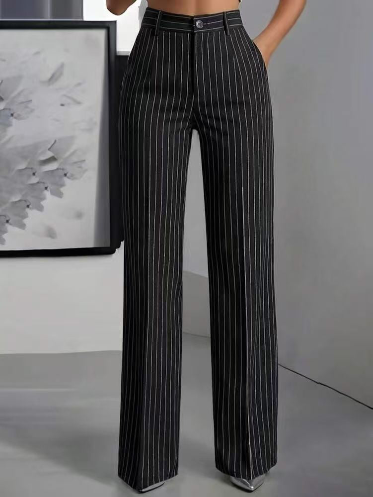 Jemma | Womens Work Wide Leg High Waisted Striped Pants