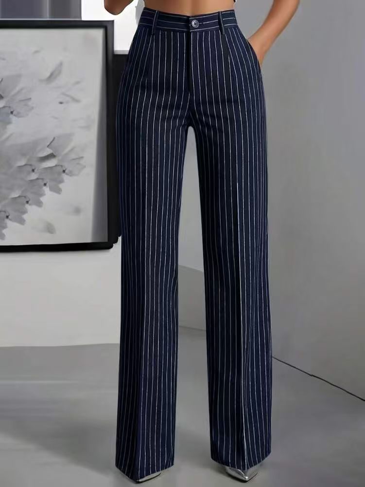 Jemma | Womens Work Wide Leg High Waisted Striped Pants