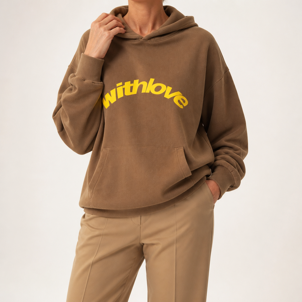 Jennifer | Womens Hoodie Hooded Sweatshirt Letter Print Long Sleeve Jacket, Coffee
