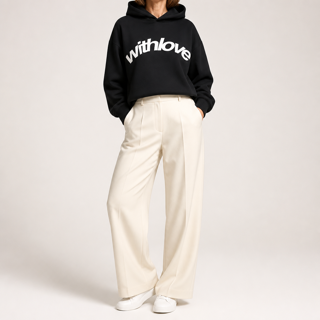 Jennifer | Womens Hoodie Hooded Sweatshirt Letter Print Long Sleeve Jacket, Black