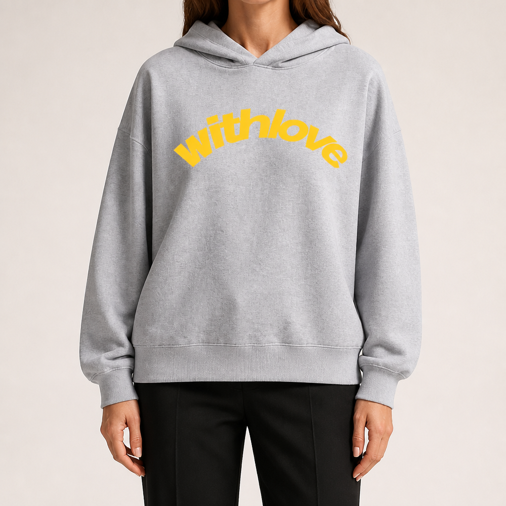 Jennifer | Womens Hoodie Hooded Sweatshirt Letter Print Long Sleeve Jacket, Light Grey 2