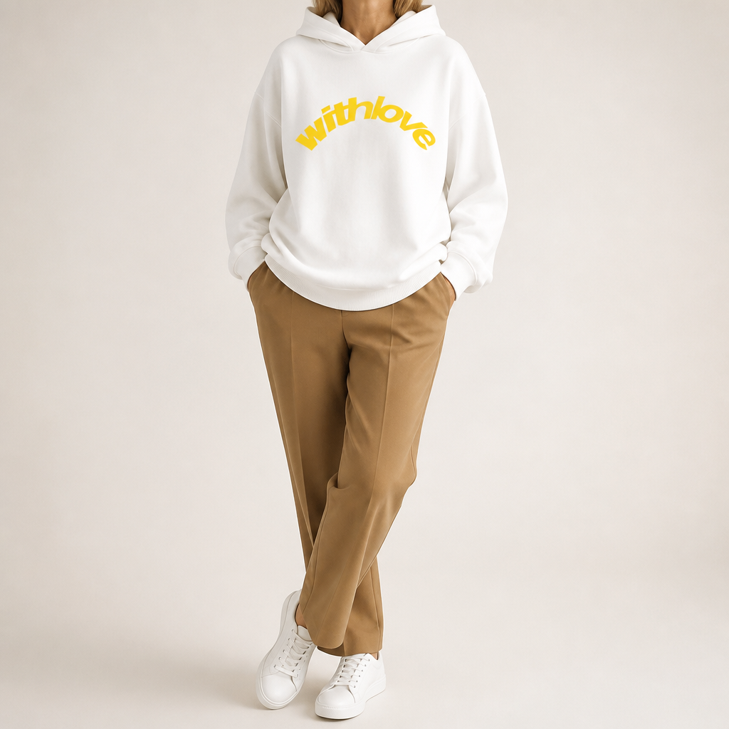 Jennifer | Womens Hoodie Hooded Sweatshirt Letter Print Long Sleeve Jacket, Yellow
