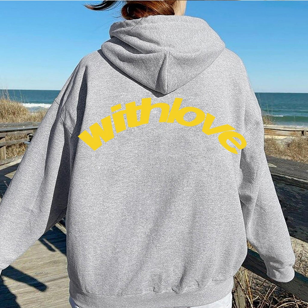Jennifer | Womens Hoodie Hooded Sweatshirt Letter Print Long Sleeve Jacket
