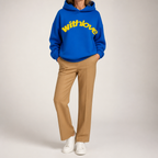 Jennifer | Womens Hoodie Hooded Sweatshirt Letter Print Long Sleeve Jacket, Royal Blue