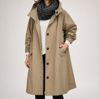 Jenny | Womens Long Trench Coat Belted Double Breasted Winter Outerwear, Khaki