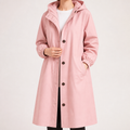 Jenny | Womens Long Trench Coat Belted Double Breasted Winter Outerwear, Pink