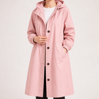 Jenny | Womens Long Trench Coat Belted Double Breasted Winter Outerwear, Pink