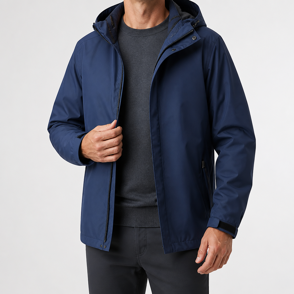 Jeremy | Mens Waterproof Windproof Hooded Outdoor Ski Jacket Snow Coat, Navy Blue