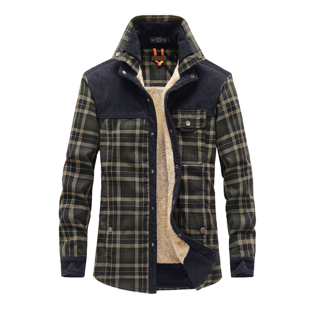 Jerry | Mens Fleece Lined Plaid Cotton Flannel Winter Shirt Jacket, Black