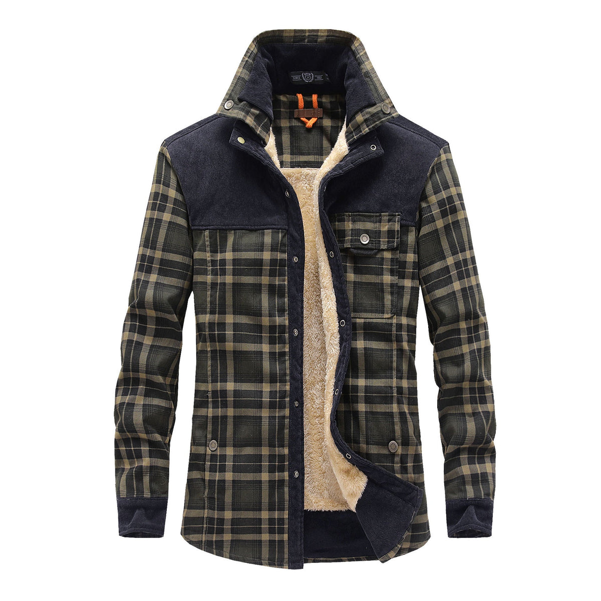 Jerry | Mens Fleece Lined Plaid Cotton Flannel Winter Shirt Jacket, Black