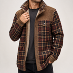 Jerry | Mens Fleece Lined Plaid Cotton Flannel Winter Shirt Jacket, Coffee