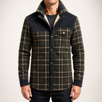 Jerry | Mens Fleece Lined Plaid Cotton Flannel Winter Shirt Jacket, Black