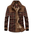 Jerry | Mens Fleece Lined Plaid Cotton Flannel Winter Shirt Jacket, Coffee