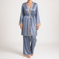 Jessa | Womens Satin Cami Sleepwear Robe Lounge Set, Grey