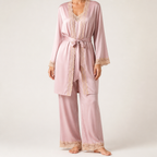 Jessa | Womens Satin Cami Sleepwear Robe Lounge Set, Pink