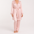 Jessa | Womens Satin Cami Sleepwear Robe Lounge Set, Pink 2